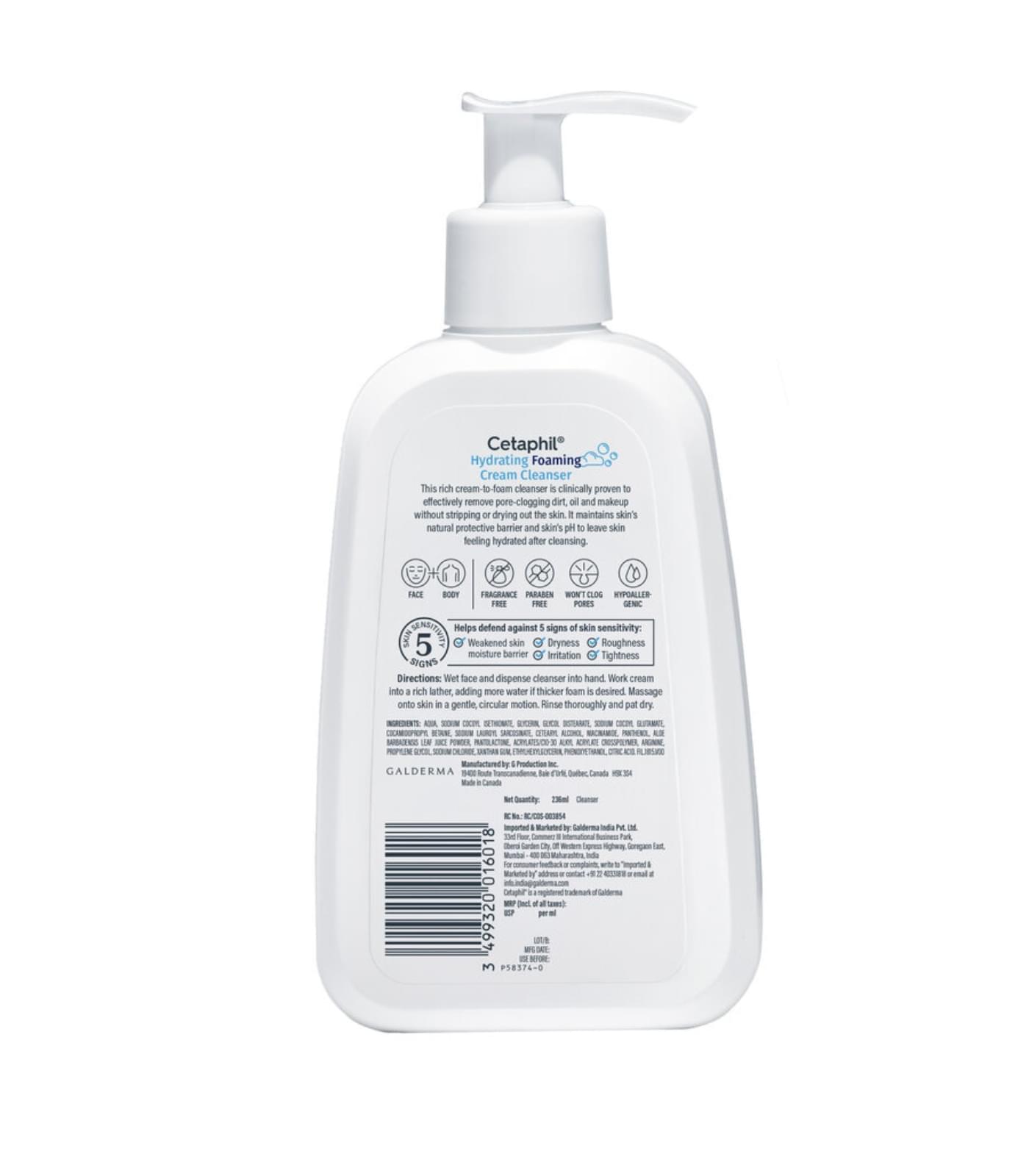 Cetaphil Hydrating Foaming Cream Cleanser 236ml - Image 2