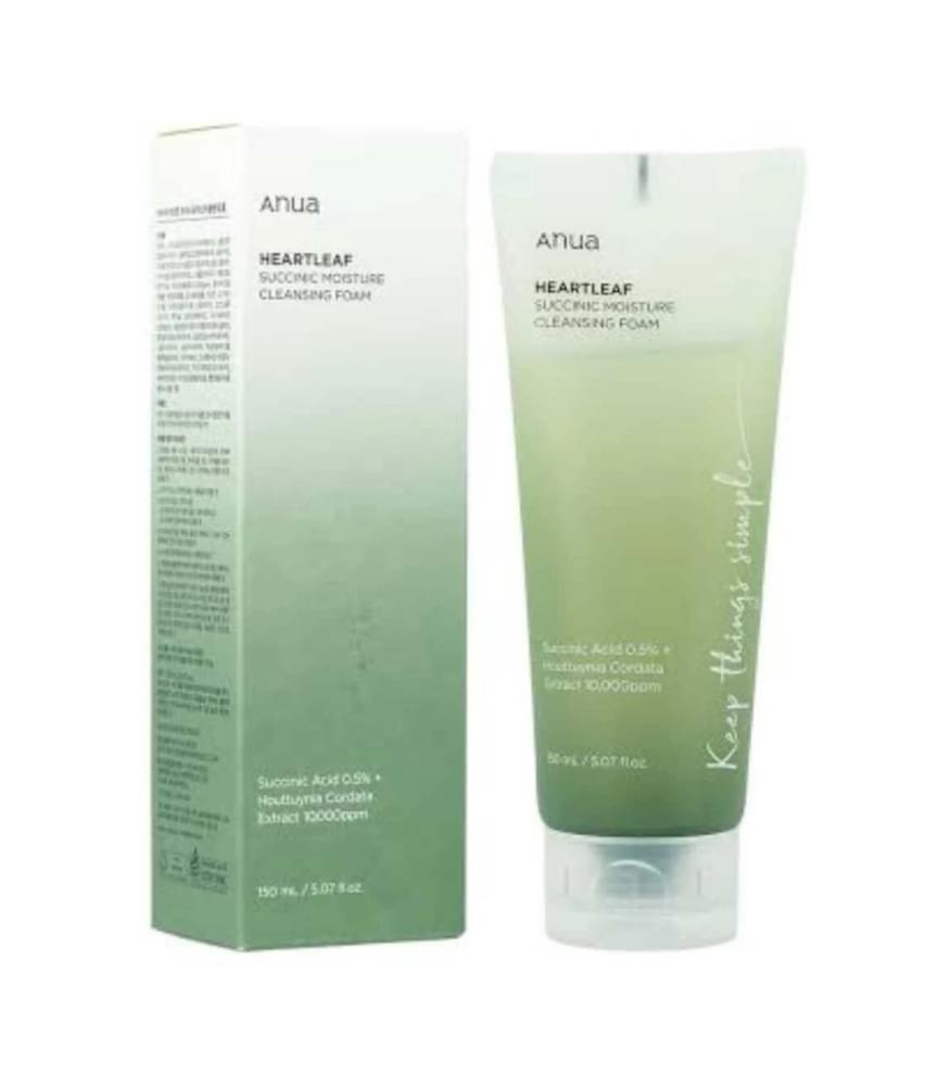 Anua HEARTLEAF SUCCINIC moisture cleansing foam Face Wash 150ml - Image 1